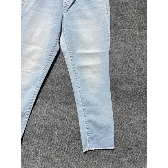 Indigo Blue Maternity Jeans Size Medium Straight Leg Distressed Light Blue - Picture 4 of 13